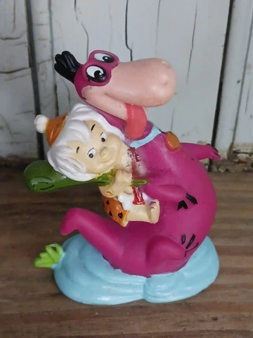 Vintage 1993 Hanna Barbera The Flintstones Dino & Bam Bam Soft Figurine 3" tall Cover