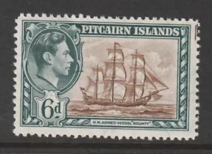 PITCAIRN ISLAND 1940 6d MARRONE E GRIGIO-BLU SG6 LEGGERMENTE MONTATO COME NUOVO - Foto 1 di 2