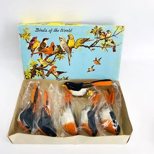 VINTAGE HONG KONG BIRDS OF THE WORLD 6 ORNAMENTI ARTIFICIALI PIUMATI - Foto 1 di 19