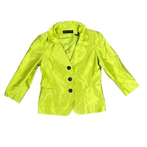 Dana Buchman Damen neongrüner Blazer Seidenmischung lässig schick Jacke Größe 8 - Bild 1 von 13