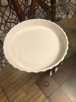 Portmeirion XL 12” Diámetro Vitrificado Inglaterra Blanco Quiche/Tarta Plato para Hornear DEFECTUOSO Foto 1 de 4