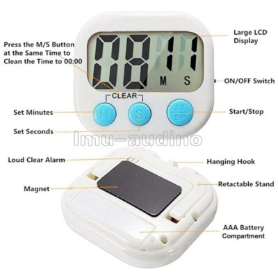 Digital LCD Kitchen Cooking Timer Count Down Up Electronic Alarm Clock Magnetic - Bild 1 von 4