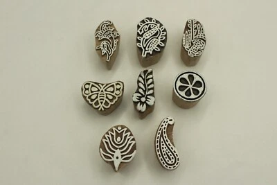 Wooden Printing Stamps Fabric Printing Blocks Mehndi  Clay  Toys Textiles - Image 1 of 4