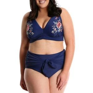 New Lysa Women's Plus Size Embroidered Bikini Swimsuit 2pc Set 0X 1X 2X 3X 14-26 - Picture 1 of 6