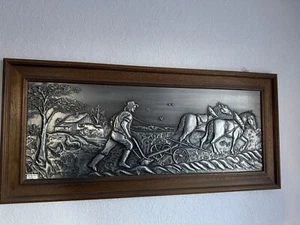 Großes Wandbild REINES ZINN ca. 100x48cm Metallrelief Handarbeit Gemälde - Bild 1 von 4