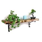 Rustic Wooden Shelf with Bracket WO Black 140mm 6 inches