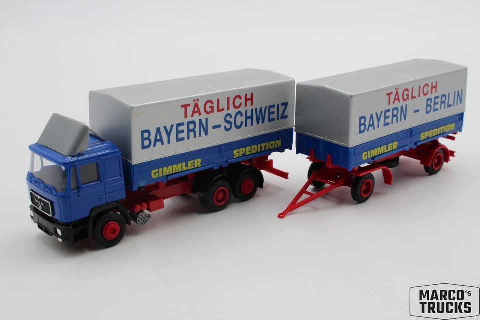 Herpa MAN F90 WP drawbar truck "Gimmler Spedition Täglich Bayern-Berlin" 1:87 /H - Image 1 of 1