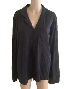 Top de pijama para mujer Skims 4X negro manga larga botón delantero suave salón ST-PNS-32 - Imagen 1 de 11