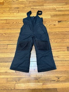 LL Bean Youth Kids Boys Girls Snowsuit Size 4 Black Overalls Bibs Insulated - Picture 1 of 5