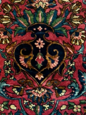 ALFOMBRA PERSA RALPH LAUREN DE COLECCIÓN TERCIOPELO EURO FARSA 100% ALGODÓN VINO ROJO AZUL FLORAL Foto 1 de 4