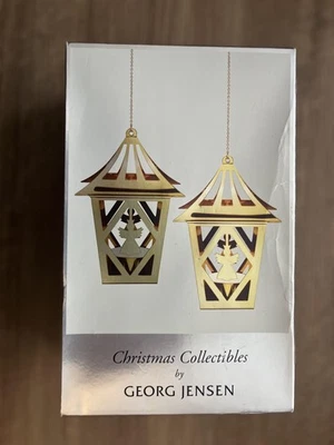 Juego de 2 soportes de luz de té linternas de ángel doradas coleccionables de Navidad Georg Jensen Foto 1 de 4