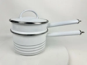 Copco Sam Lebowitz Design 7” Enamel Double Boiler White  - Picture 1 of 10