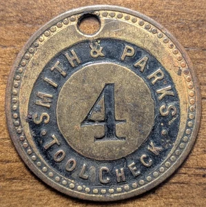 Unknown Maverick Smith & Parks Contractors ? Tool Check Brass Tag #4 Token - Picture 1 of 4