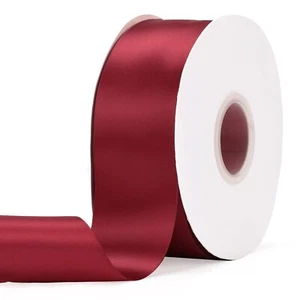 Wine Red Satin Ribbon 2" x 50 Yards Double Faced Fabric Weddings Decorations - Picture 1 of 7