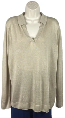 Blusa Chicos Talla 3 XL Tostada Manga Larga Polo Cuello Suéter Túnica Lino Nueva con Etiquetas Foto 1 de 4