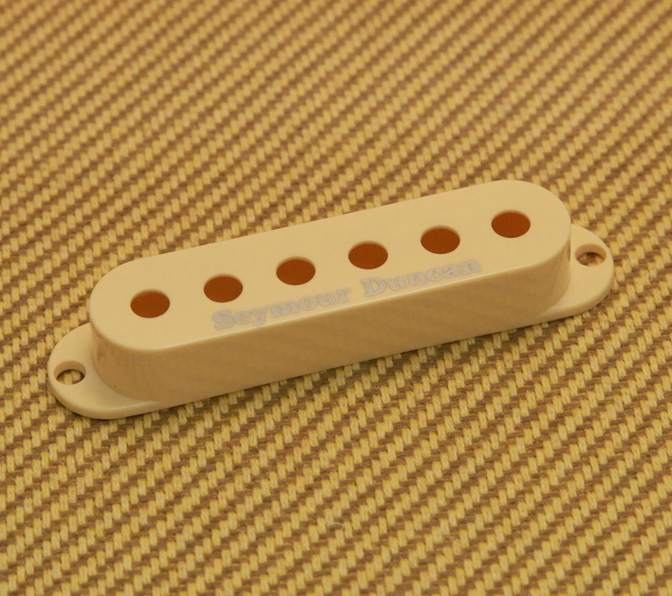 SD-01-C (1) Seymour Duncan Cream Logo Single Coil Strat Style Pickup Cover - Image 1 of 1