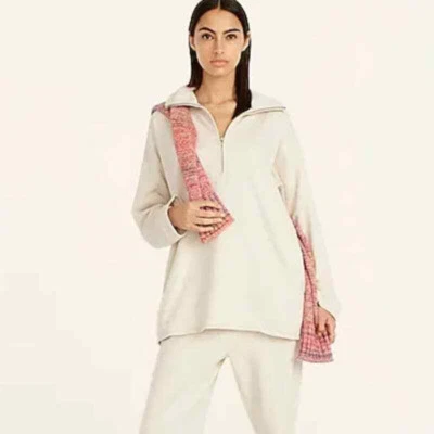 J CREW University Terry Half Zip Natural Tunic Sweatshirt oversized S - Image 1 of 4