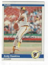 Autographed ANDY HAWKINS San Diego Padres 1984 Fleer card #302 w/COA