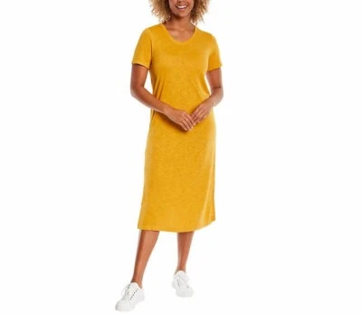 NWT JESSICA SIMPSON LADIES' GOLDENROD YELLOW KNIT MIDI DRESS SZ L #D16 - Image 1 of 4