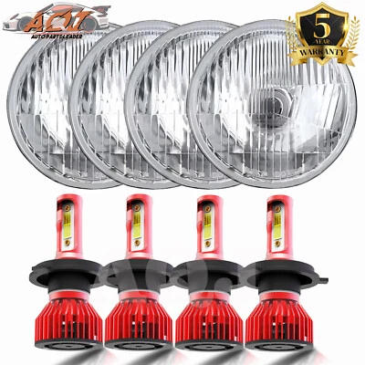 For Mercury Cougar 1967-76 Monterey Comet 4PCS 5.75" Round LED Headlights Hi/Low Foto 1 de 4