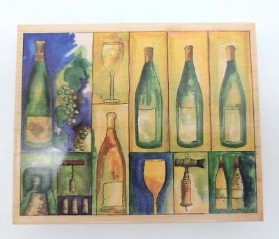 Резиновые штампы Stamps Happen винный коллаж бутылки стеклянный виноград крепление по дереву 90290 - Изображение 1 из 4