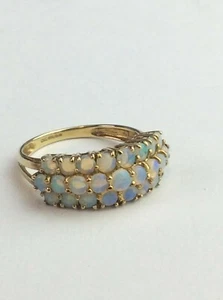 9ct (375) Yellow Gold Multi -Opal Dress Set Ring Size UK "N" Ship Worldwide - Picture 1 of 12