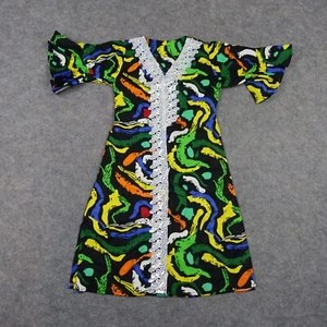 Traditional Dress Girls 6 7 Green Indian Colorful Lightweight Ruffle Sleeves - Picture 1 of 12