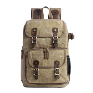 Waterproof Canvas DSLR SLR Camera Backpack Bag Laptop Case For Canon Nikon Sony - Picture 1 of 26