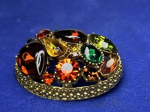 Vintage Sphinx Brosche Kuppel Obst Salat Herbstfarben Gripoix Glas 4257 - Bild 1 von 15