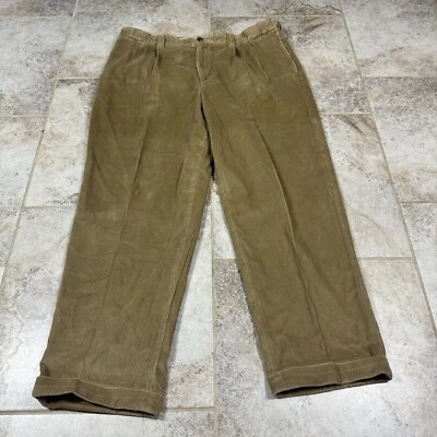 Pantalones de pana LL Bean para hombre 42Wx31 marrón caqui cómodo cintura puños dobladillo solapa Foto 1 de 4
