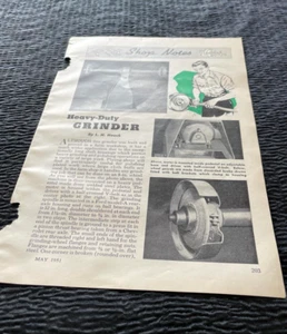 Heavy-Duty Grinder L H Houck May 1951 Popular Mechanics PAGE ONLY Article - Picture 1 of 2