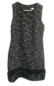 Calvin Klein Black Women’s Dress Sz 10 Textured Faux Fur Bottom - Picture 1 of 4