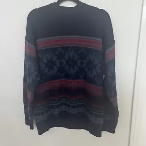 Pendleton VTG Virgin Wool Sweater Pullover Knit Size L USA Blue Preppy 43” - Picture 1 of 14