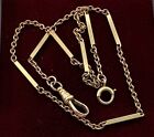 Antique 10k Art Deco Yellow Gold Pocket Watch Chain Bar & Link  13” c1910 4.3g