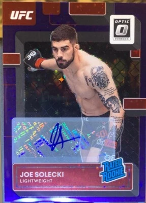 2023 Donruss Optic UFC Joe Solecki Auto 09/17 Rated Rookie Purple Stars FOTL - Image 1 of 3