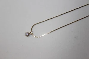 Necklace 19" Gold-Tone Snake Chain with Faux Diamond Pendant - Picture 1 of 4