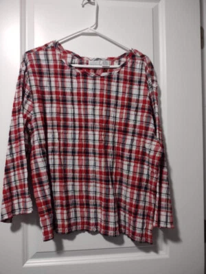 Top suéter Carolina Colours para mujer 18W rojo a cuadros 98 % algodón Foto 1 de 4