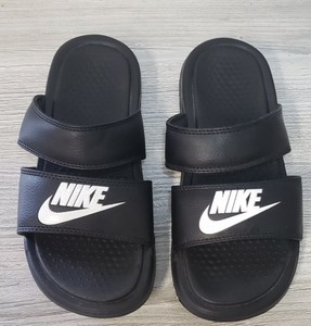 nike double strap slides black