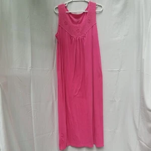 Womens Fuschia Dreams & Co. Crochet Trim Lounge Dress, Large - Picture 1 of 5