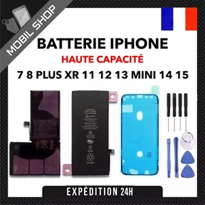 BATTERIE HAUTE CAPACITÉ POUR IPHONE 7 8 X XR XS MAX 11 12 MINI 13 14 PLUS 15 PRO - Photo 1/1