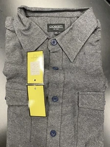 Gioberti Men's XL Heather Ch Cotton Brushed Flannel Long Sleeve Shirt Pearl Snap - Picture 1 of 2