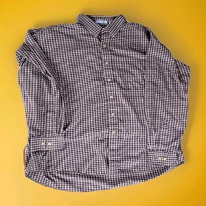 Bill Blass Noreaster Herren XXL braun kariert kariert Baumwolle Button Down Hemd lang - Bild 1 von 2