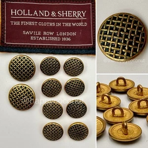 HOLLAND & SHERRY BLAZER REPLACEMENT BUTTONS CRISS CROSS NAVY GOLD ENGLAND LOT - Picture 1 of 11