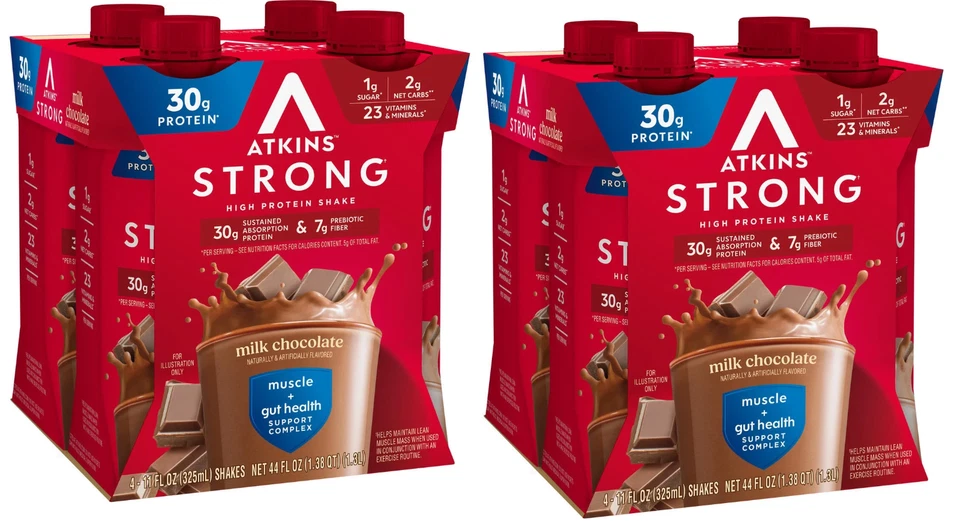 Atkins Strong, High Protein Shake, Milk Chocolate, 30g of Protein, 8 Count - Image 1 of 1