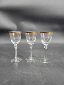 Set of 3 Mikasa "Empire Gold"  Pattern 7.25" Wine Glasses - 2 with Tags- Germany - Picture 1 of 24