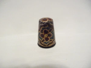 THIMBLE VINTAGE HANDPAINTED PAPIER MACHE KASMIR INDIA PAISLEY DESIGN W/FLOWERS - Picture 1 of 6