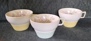AMERICAN LIMOGES TRIUMPH *OSLO* VINTAGE 40ER JAHRE ÄRA TASSEN SET / 2 GELB & 1 GRÜN - Bild 1 von 2