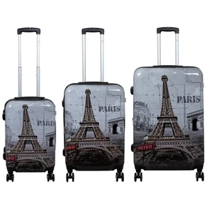 Reisekoffer Hartschale Paris Eiffelturm Motiv Dehnfalte 3 Größen S, M, L 4Rollen - Bild 1 von 16