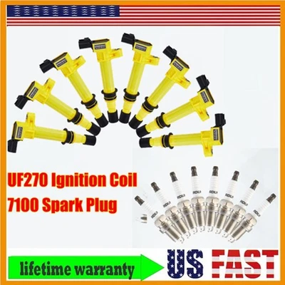 8pcs Ignition Coil UF270 and 8 pcs Spark Plug For 2004-2008 Dodge Dakota 3.7L V6 - Image 1 of 4