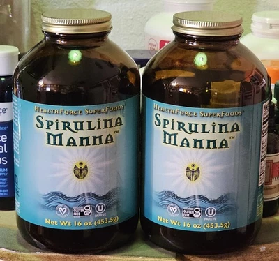 Spirulina Manna, 16 oz X 2, One Is 50% Full, Azul Verde - Imagem 1 de 4